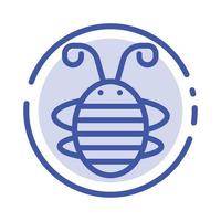 abelha inseto besouro bug joaninha joaninha ícone de linha pontilhada azul vetor