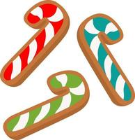 biscoitos festivos para o natal. deliciosos biscoitos decorados com decoração de ano novo icing.happy. feliz natal. comemorando o ano novo e o natal. ilustração vetorial em um estilo simples vetor