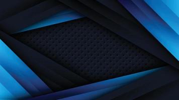 camadas de sobreposição geométricas azuis elegantes abstratas com fundo preto. vetor