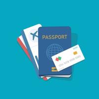 passaporte americano azul com passagem aérea vetor