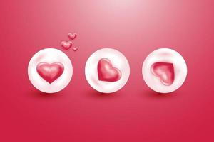 Vetor de ícone de amor 3d, como ícone 3d de mídia social. moderna cor fria rosa