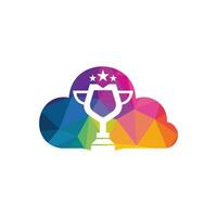design de logotipo de copo de prêmio em nuvem. design de ícone de troféu. modelo de logotipo de prêmio vetor