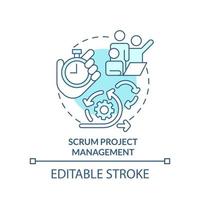 ícone do conceito turquesa de gerenciamento de projetos scrum. escolha a prioridade de tarefas na ilustração de linha fina de ideia abstrata de plano. desenho de contorno isolado. traço editável. vetor