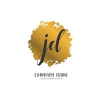 jd manuscrito inicial e design de logotipo de assinatura com círculo. logotipo manuscrito de design bonito para moda, equipe, casamento, logotipo de luxo. vetor