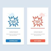 marca de compras de comércio eletrônico novo download azul e vermelho e compre agora modelo de cartão de widget da web vetor