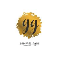 gg caligrafia inicial e design de logotipo de assinatura com círculo. logotipo manuscrito de design bonito para moda, equipe, casamento, logotipo de luxo. vetor