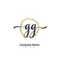 gg caligrafia inicial e design de logotipo de assinatura com círculo. logotipo manuscrito de design bonito para moda, equipe, casamento, logotipo de luxo. vetor