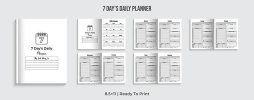 7 dias planejador diário e calendário pro download vetor