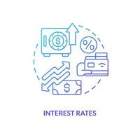 ícone de conceito gradiente azul de taxas de juros. lucro das operações comerciais. escolhendo a ilustração de linha fina de idéia abstrata de união de crédito. desenho de contorno isolado. vetor