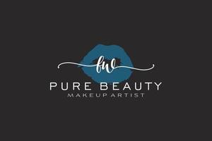 design de logotipo pré-fabricado de lábios de aquarela fw inicial, logotipo para marca de negócios de maquiador, design de logotipo de boutique de beleza blush, logotipo de caligrafia com modelo criativo. vetor