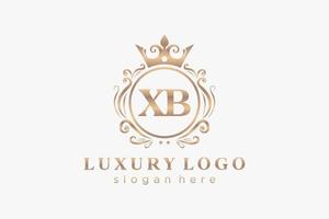 modelo de logotipo de luxo real de letra xb inicial em arte vetorial para restaurante, realeza, boutique, café, hotel, heráldica, joias, moda e outras ilustrações vetoriais. vetor