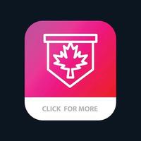 etiqueta folha canadá assinar botão de aplicativo móvel versão de linha android e ios vetor