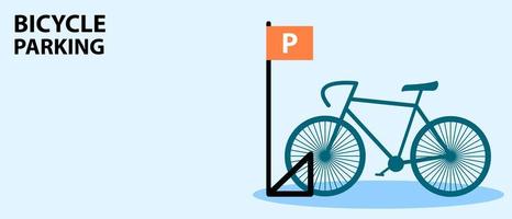 banner de estacionamento de bicicletas com bicicleta em estilo simples vetor