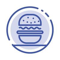 hambúrguer comer ícone de linha de linha pontilhada azul dos eua americanos vetor