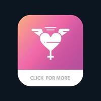 asas de coração amam design de ícone de aplicativo móvel vetor