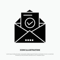 correio e-mail envelope educação ícone de glifo preto sólido vetor