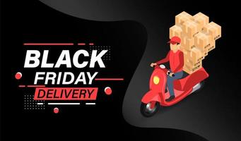 conceito de entrega de scooter online black friday vetor