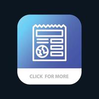 documento básico globo ui botão de aplicativo móvel versão de linha android e ios vetor