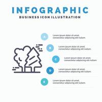 ícone de linha alpino ártico canadá pinheiros escandinavia com 5 etapas apresentação infográficos backgro vetor