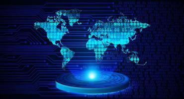 projetor holográfico de mapa do mundo moderno em fundo de tecnologia vetor