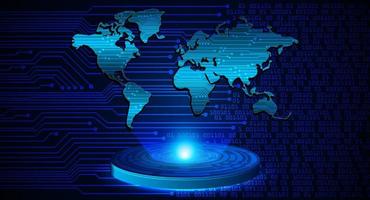 projetor holográfico de mapa do mundo moderno em fundo de tecnologia vetor