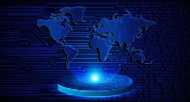 projetor holográfico de mapa do mundo moderno em fundo de tecnologia vetor