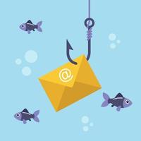 envelope de e-mail no gancho de pesca vetor