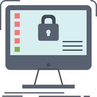 vetor de ícone de cor plana de dados de sistema seguro de proteção segura