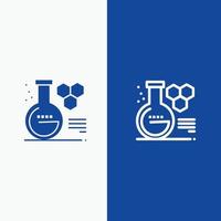 laboratório de química linha de educação de laboratório de química e ícone sólido de glifo faixa azul vetor