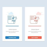 planejamento de estratégia de negócios de xadrez azul e vermelho baixe e compre agora modelo de cartão de widget da web vetor