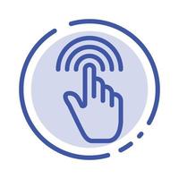 gestos com os dedos interface da mão toque no ícone de linha de linha pontilhada azul vetor