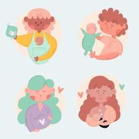 coleção de gravidez e maternidade estilo cartoon vetor