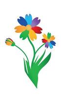 ícone de sete cores de flor de vetor isolado no fundo branco. ilustração plana moderna simples. cores do arco-íris. aprendizagem para as crianças.