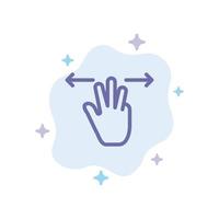 gestos de mão móvel três dedos ícone azul no fundo da nuvem abstrata vetor