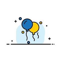 modelo de banner de vetor de ícone cheio de linha plana de negócios de decoração de balões