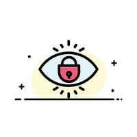modelo de banner de vetor de ícone de linha plana de negócios de bloqueio de segurança de internet de olho