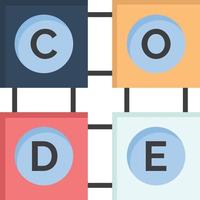 aprendizado de código modelo de banner de ícone de vetor de ícone de cor plana de educação de aprendizado de código