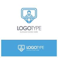 logotipo de contorno azul de login de identificação de perfil de usuário com lugar para slogan vetor