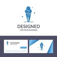 cartão de visita criativo e modelo de logotipo sorvete ilustração em vetor casquinha de sorvete