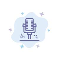 ícone azul de gravação profissional de microfone de microfone no fundo abstrato da nuvem vetor