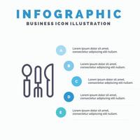 modelo de infográficos azul de viagem de serviço de hotel de talheres modelo de ícone de linha de vetor de 5 passos