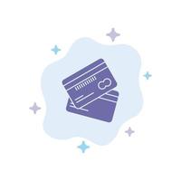 cartão de crédito cartões de visita cartão de crédito finanças dinheiro compras ícone azul no fundo abstrato da nuvem vetor