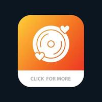 disco amor coração casamento botão de aplicativo móvel versão android e ios glifo vetor