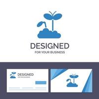 cartão de visita criativo e crescimento de modelo de logotipo aumentam a ilustração vetorial de planta de maturidade vetor