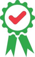 marca de qualidade, vetor. ícone na forma de uma marca de qualidade, nas cores vermelho e verde, pode ser usado como logotipo. vetor