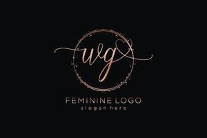 logotipo inicial de caligrafia wg com logotipo de vetor de modelo de círculo de casamento inicial, moda, floral e botânico com modelo criativo.