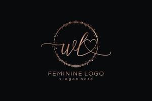 logotipo de caligrafia wl inicial com logotipo de vetor de modelo de círculo de casamento inicial, moda, floral e botânico com modelo criativo.