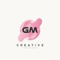 elementos de modelo de design de ícone de logotipo de letra inicial gm com onda colorida vetor