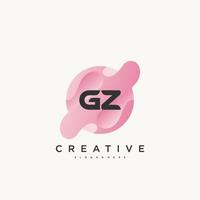 elementos de modelo de design de ícone de logotipo de letra inicial gz com onda colorida vetor