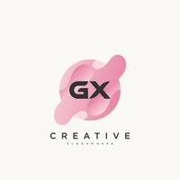 elementos de modelo de design de ícone de logotipo de letra inicial gx com onda colorida vetor